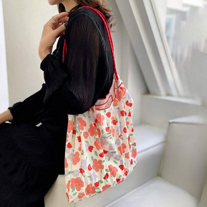 Retro Floral Pattern Tote Bag