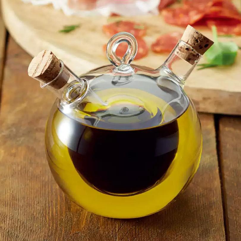 2-in-1 Olive Oil & Vinegar Cruet Glass Bottle
