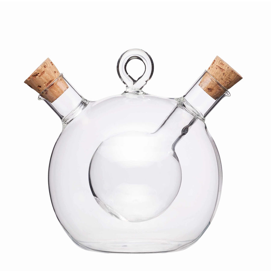 2-in-1 Olive Oil & Vinegar Cruet Glass Bottle