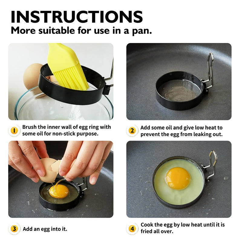 2 Pcs - Round Egg Ring with Anti-scald Handle