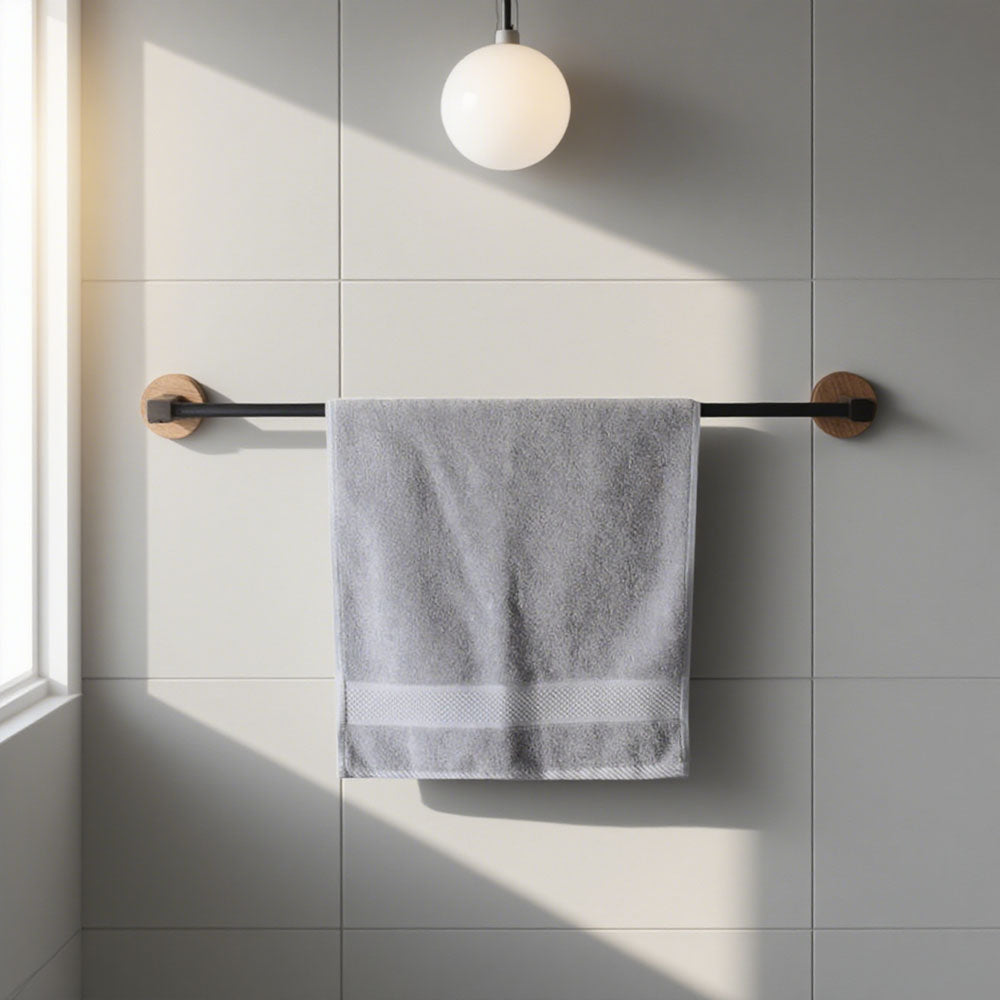 No drilling, Nail free, Adhesive - Solid Wood Bathroom Towel Rack