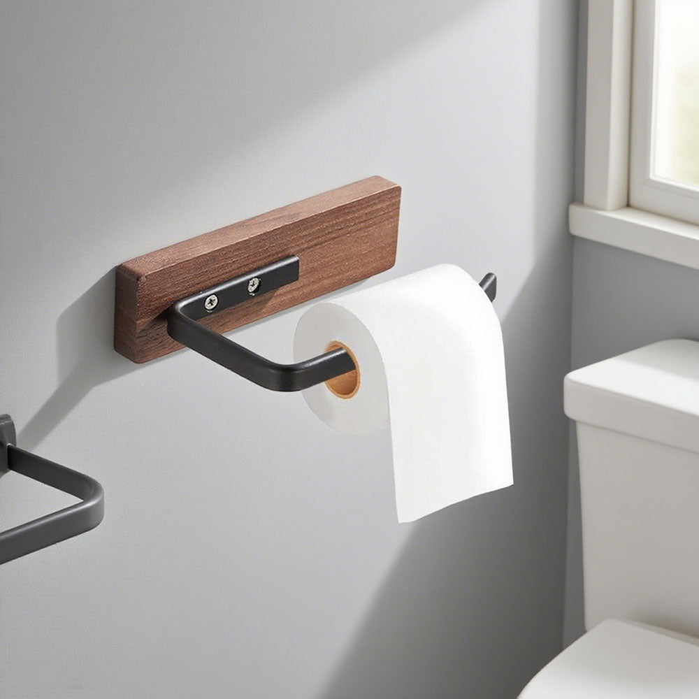 No drilling, Nail free, Adhesive - Solid Wood Toilet Paper Holder