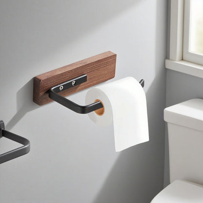 No drilling, Nail free, Adhesive - Solid Wood Toilet Paper Holder