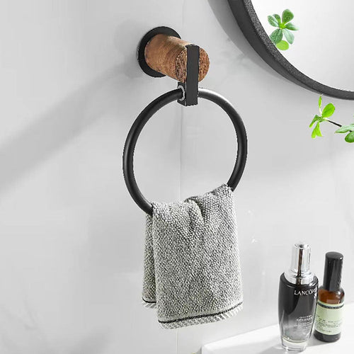 No drilling, Nail free, Adhesive - Solid Wood Bathroom Towel Ring