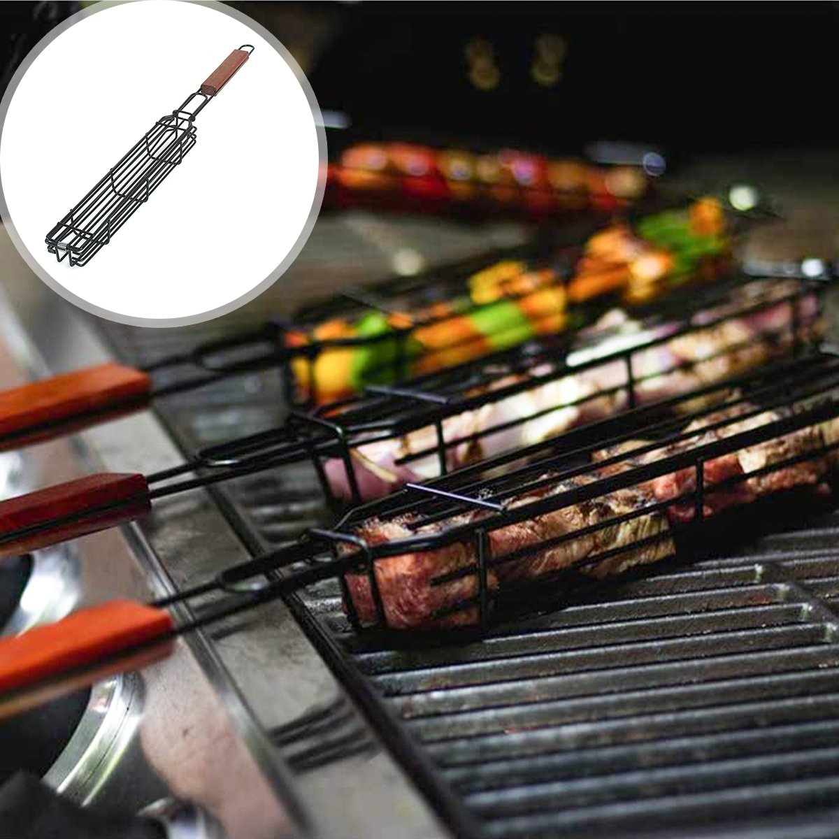 Easy Kabob Stainless Steel Grilling Basket