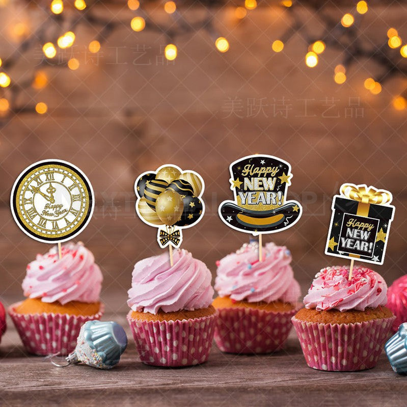 16 Pcs - Happy New Year Cupcake Topper