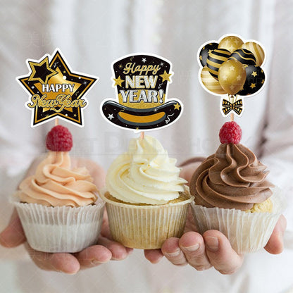16 Pcs - Happy New Year Cupcake Topper