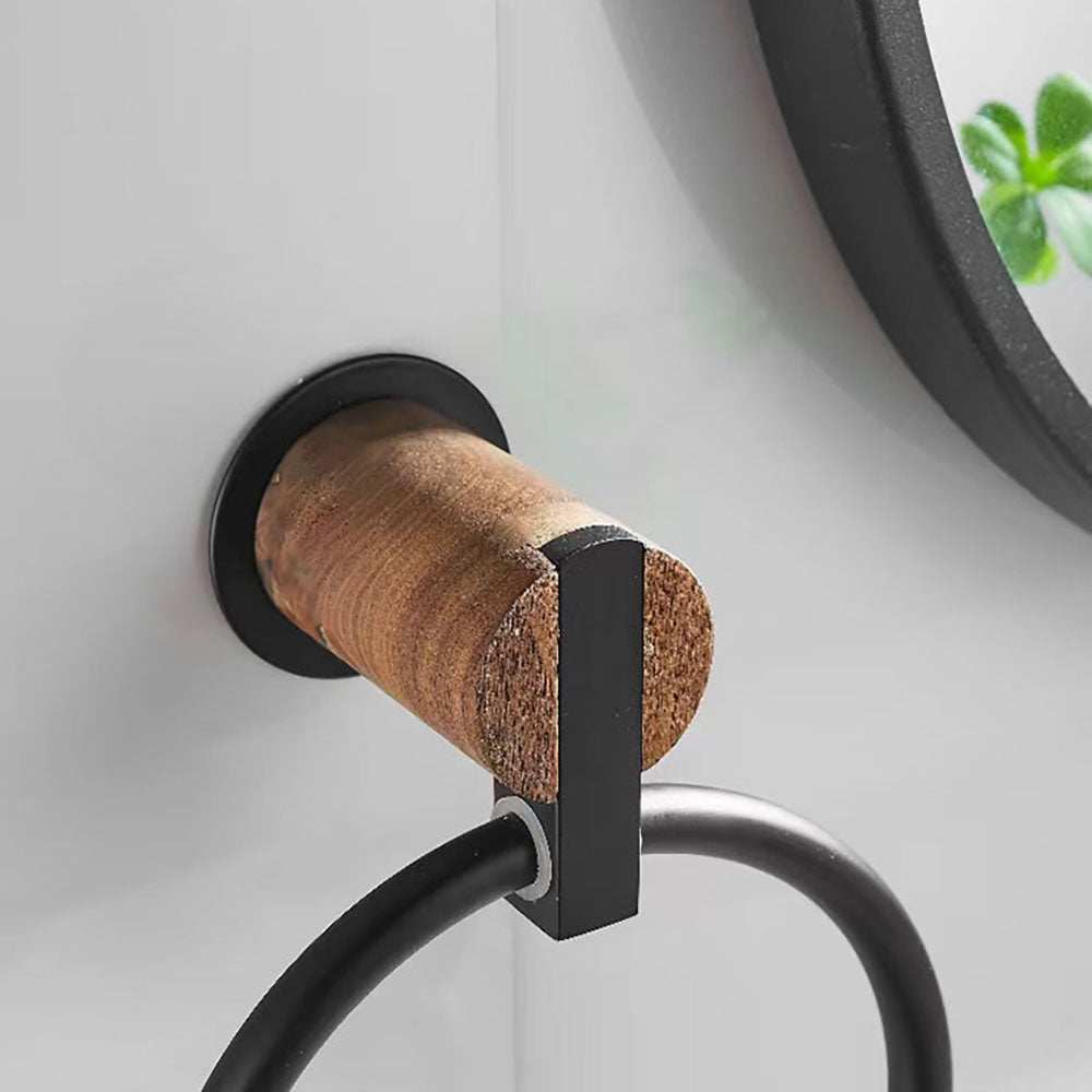 No drilling, Nail free, Adhesive - Solid Wood Bathroom Towel Ring