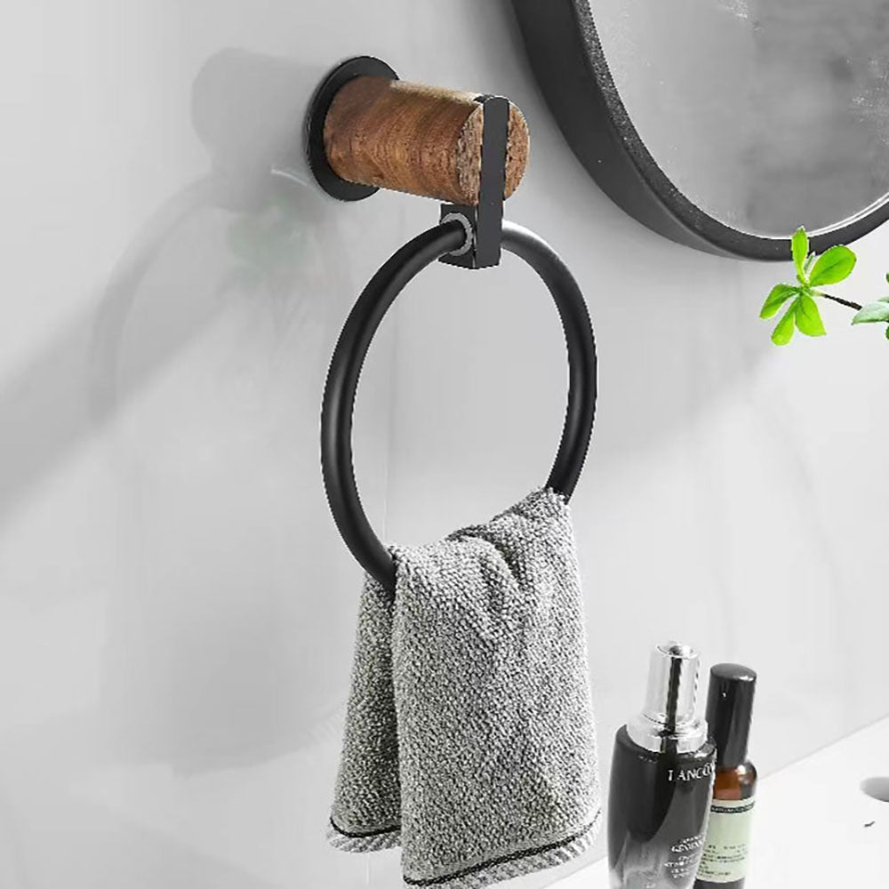 No drilling, Nail free, Adhesive - Solid Wood Bathroom Towel Ring - Zenvy