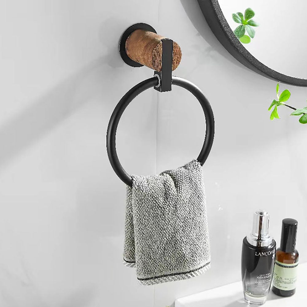 No drilling, Nail free, Adhesive - Solid Wood Bathroom Towel Ring - Zenvy