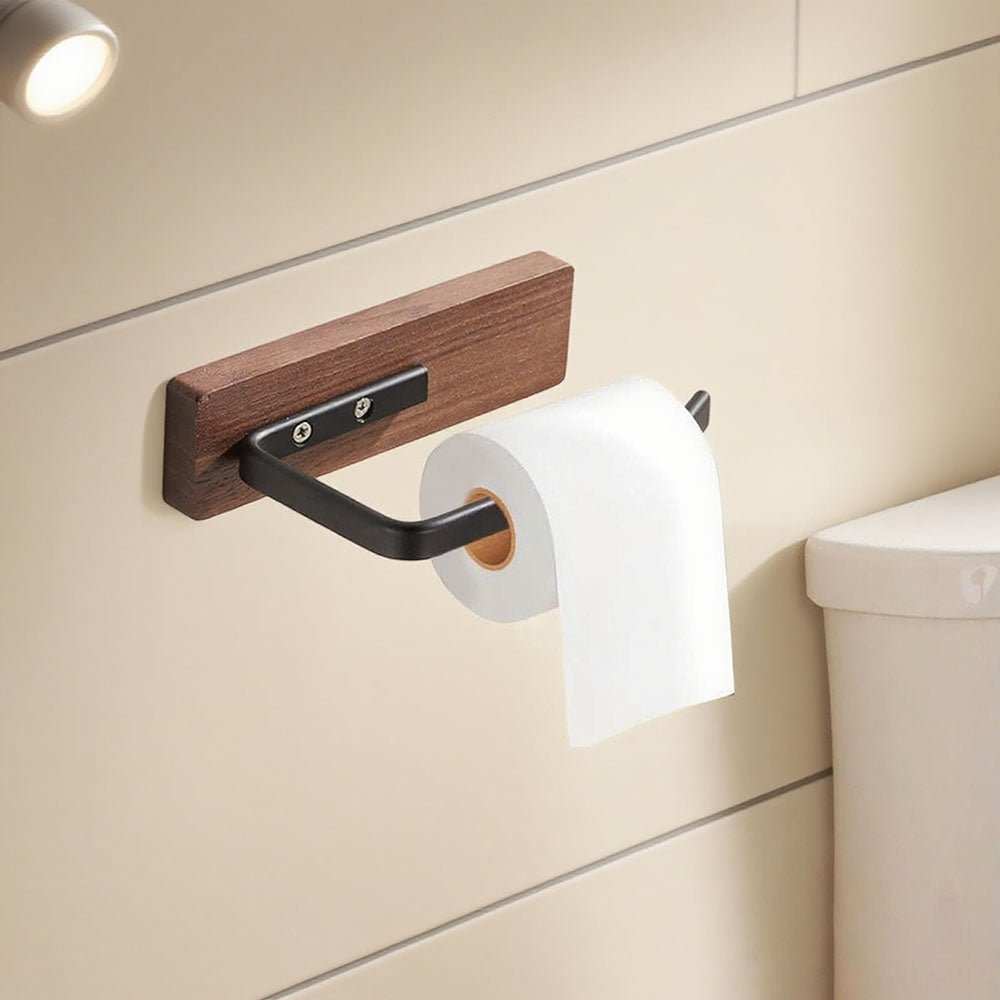 No drilling, Nail free, Adhesive - Solid Wood Toilet Paper Holder - Zenvy